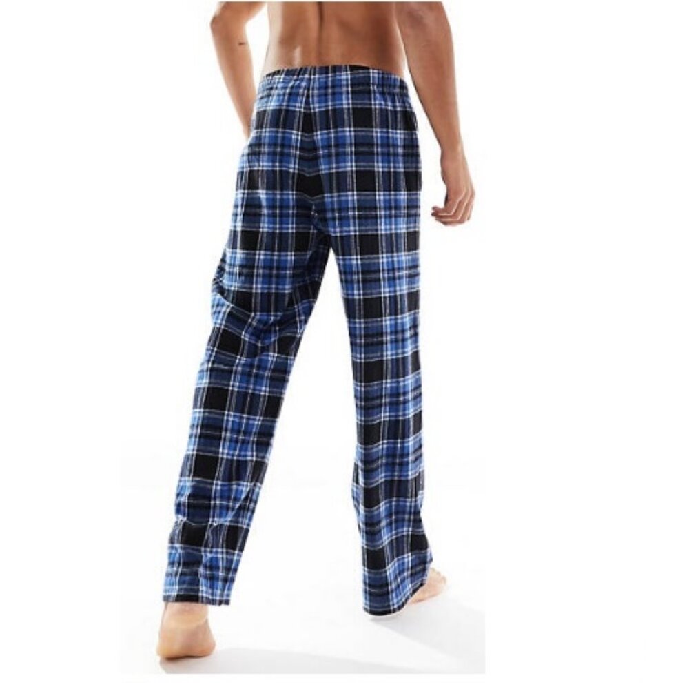 Embassy Men's Flannel Drawstring Straight Leg Plaid Lounge Pants Blue Small NWT - Picture 2 of 3